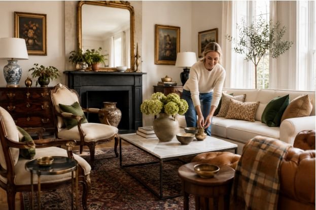 Mix Statement Antiques With Modern Comfort